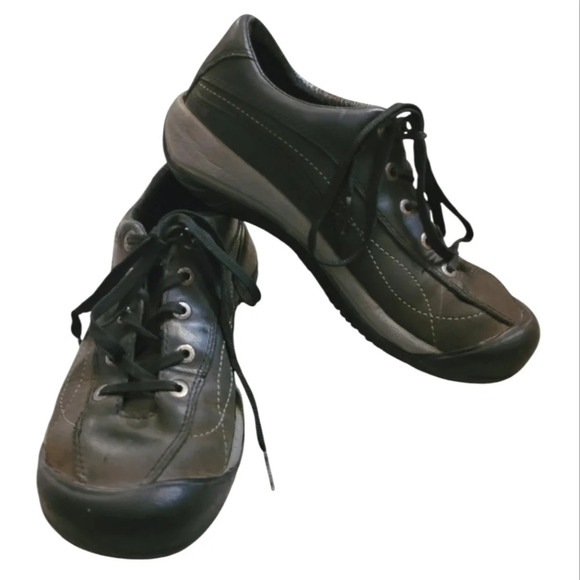 KEEN Toyah Women's 6.5 black gray waterproof leather lace-up outdoors shoes - Picture 1 of 13